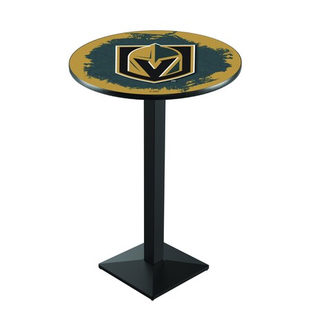 Holland Bar Stool Co 36" Blk Wrinkle Vegas Golden Knights Pub Table L217B3628LVGdKn